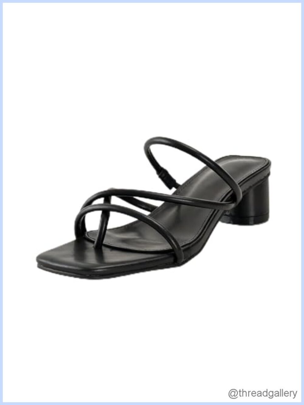 Women's Low Block Heel Sandals Square Toe Thong Strap Faux Leather Summer Dress